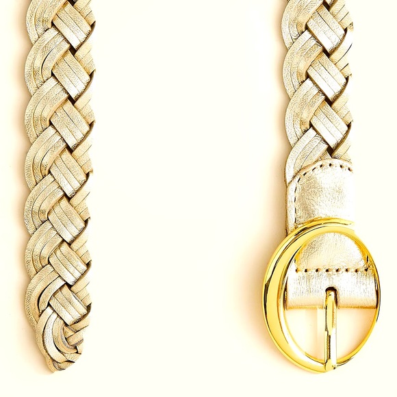 NWT J.Crew Braided Metallic Italian Leather - Picture 3 of 3